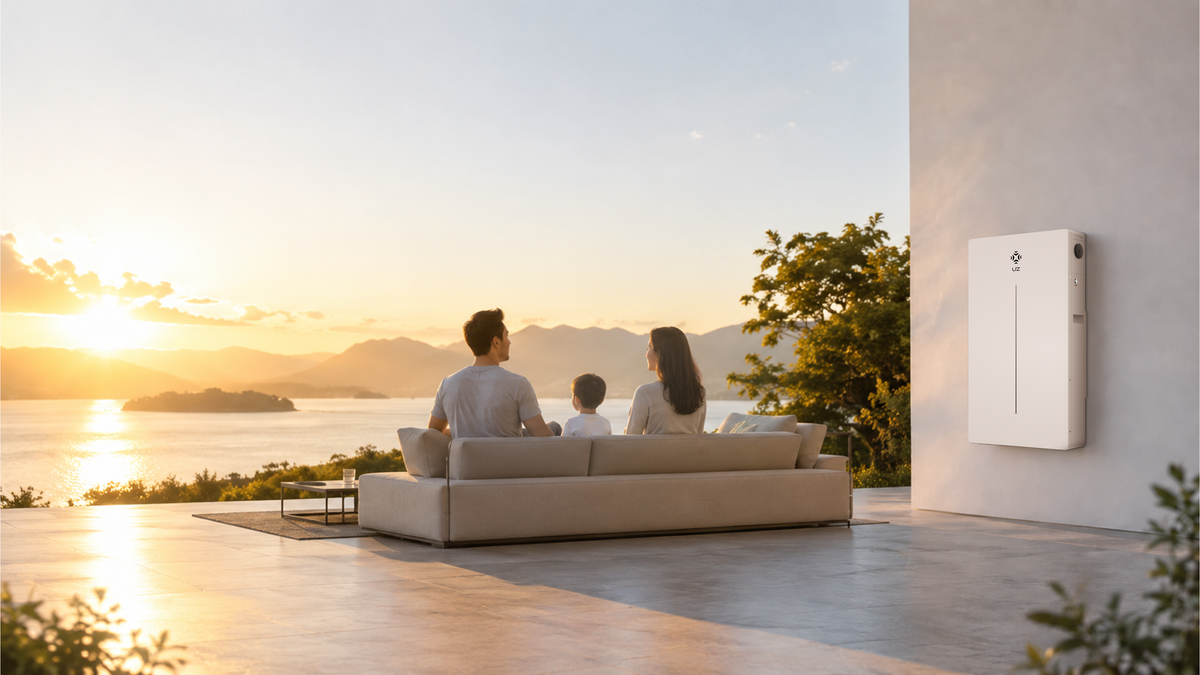 Family lifestyle scene powered by residential solar and storage